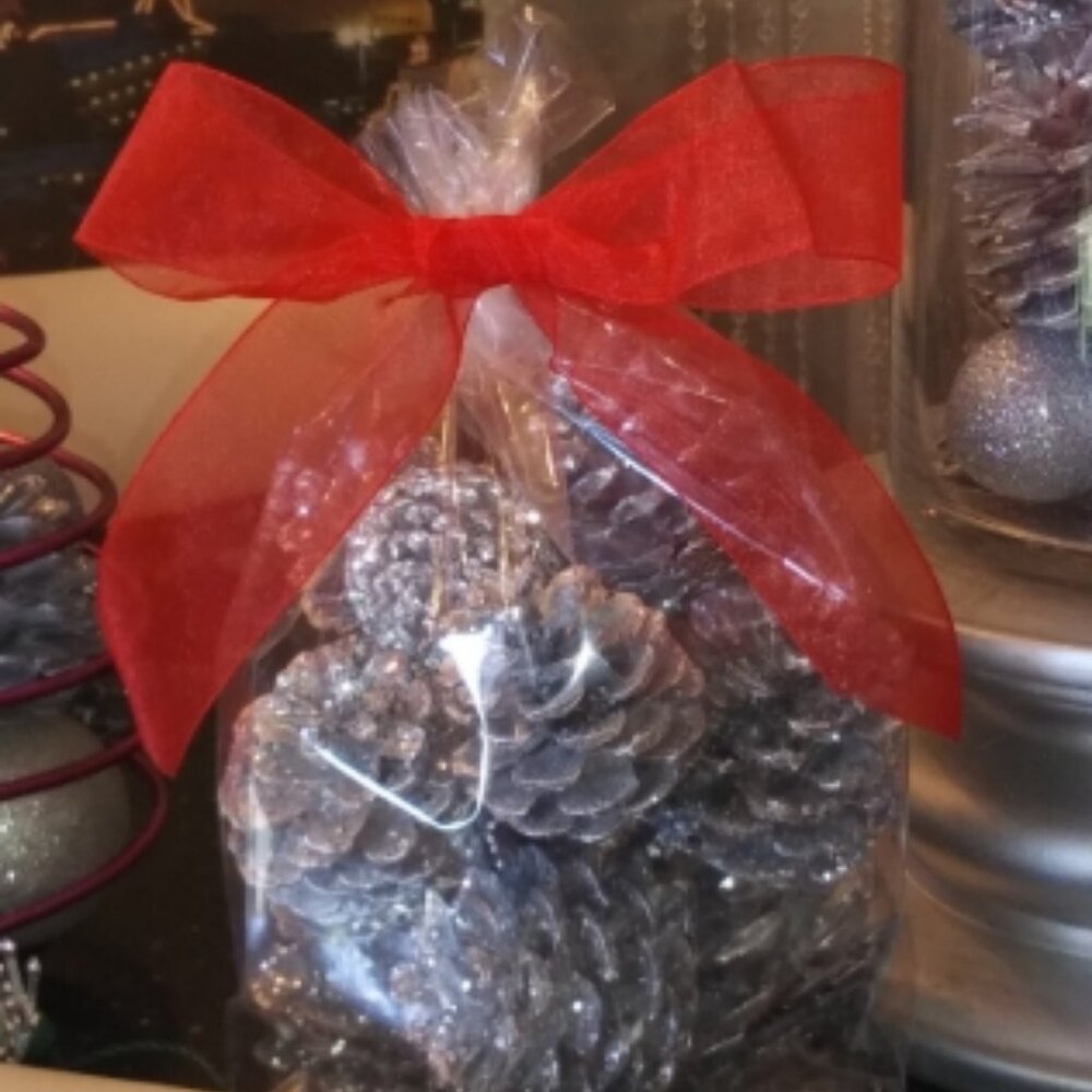 Silver Glitter Pinecones For Christmas-Crafts-Cheesboards-Table Displays- Decor